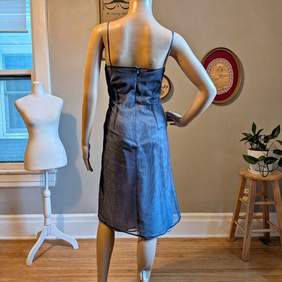 Vintage Y2K Express Mesh Midi Dress Mermaid Sequin Siren Gray Size 7/8 - Picture 6 of 12